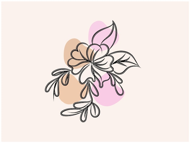 Diseño plano dibujado a mano con un simple contorno de flor