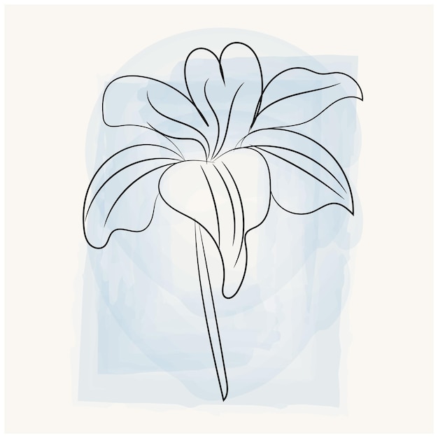 Diseño plano dibujado a mano con un simple contorno de flor