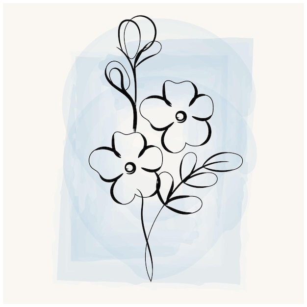 Diseño plano dibujado a mano con un simple contorno de flor