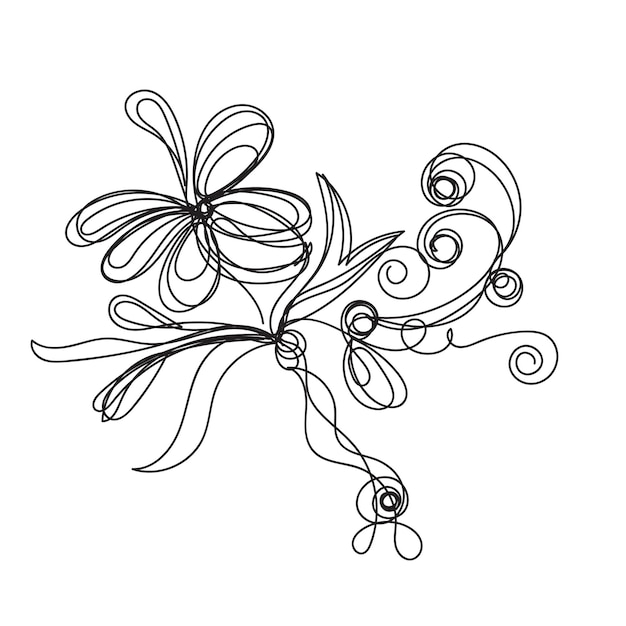 Diseño plano dibujado a mano con un simple contorno de flor