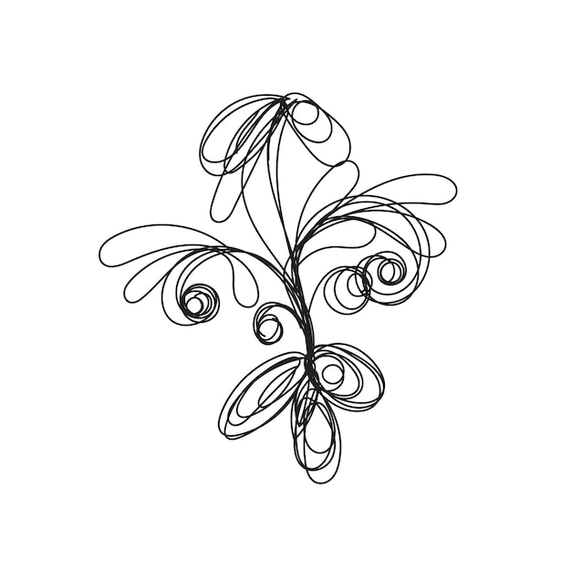 Diseño plano dibujado a mano con un simple contorno de flor
