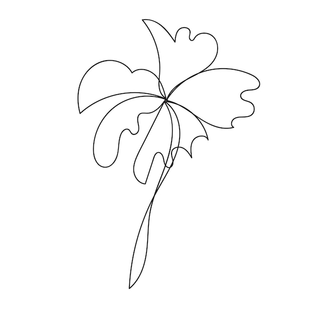 Diseño plano dibujado a mano con un simple contorno de flor