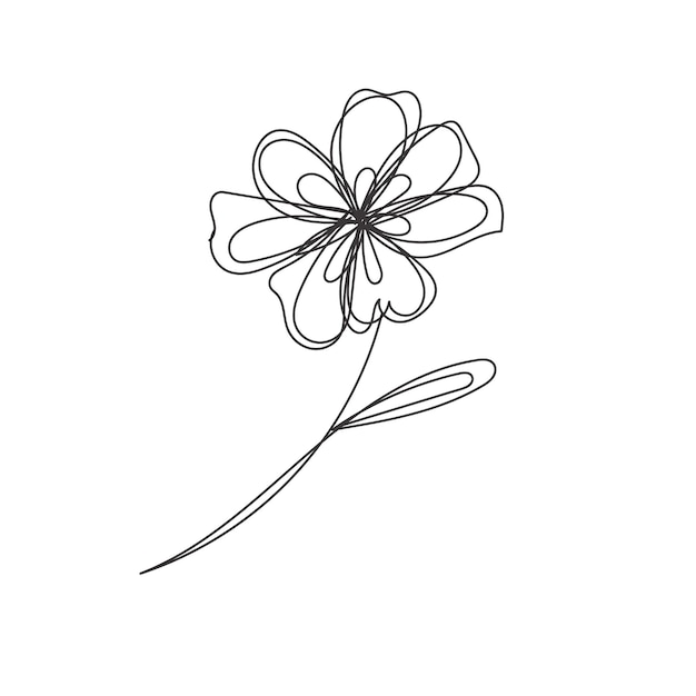 Diseño plano dibujado a mano con un simple contorno de flor