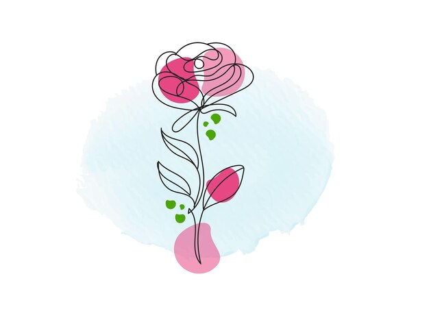 Diseño plano dibujado a mano con un simple contorno de flor