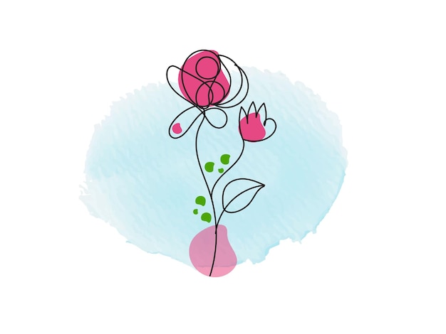 Diseño plano dibujado a mano con un simple contorno de flor