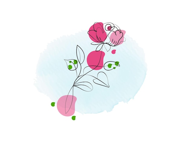 Diseño plano dibujado a mano con un simple contorno de flor