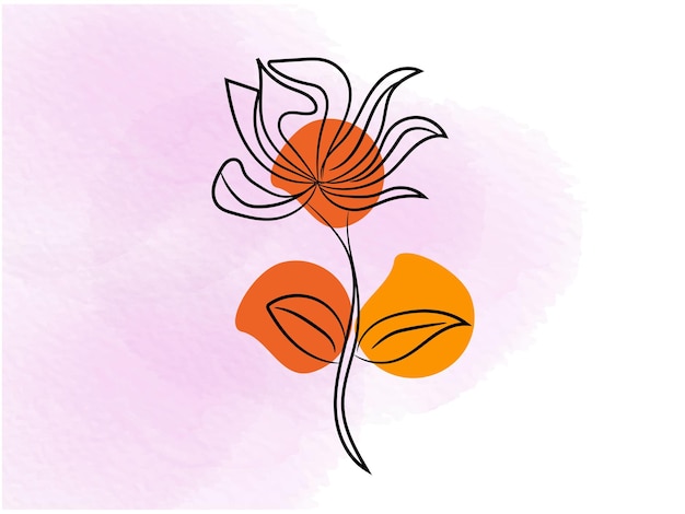 Diseño plano dibujado a mano con un simple contorno de flor