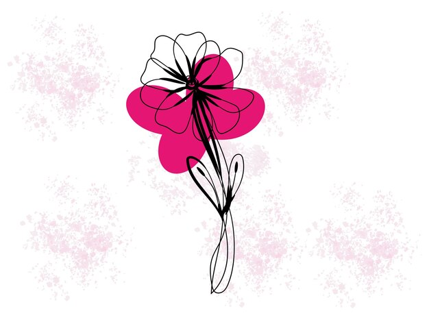 Diseño plano dibujado a mano con un simple contorno de flor