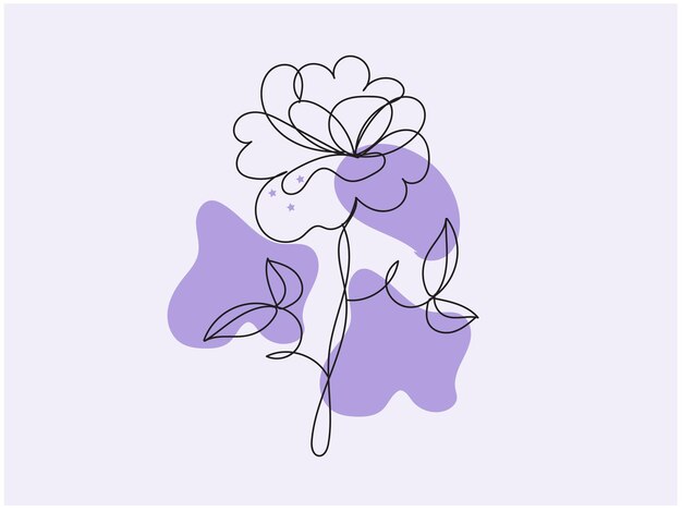 Diseño plano dibujado a mano con un simple contorno de flor