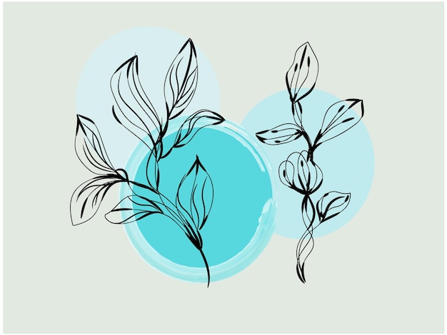 Diseño plano dibujado a mano con un simple contorno de flor