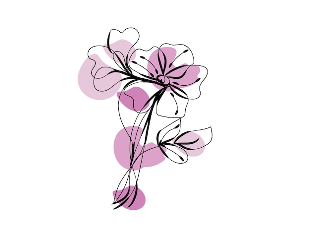 Diseño plano dibujado a mano con un simple contorno de flor
