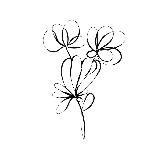 Diseño plano dibujado a mano con un simple contorno de flor