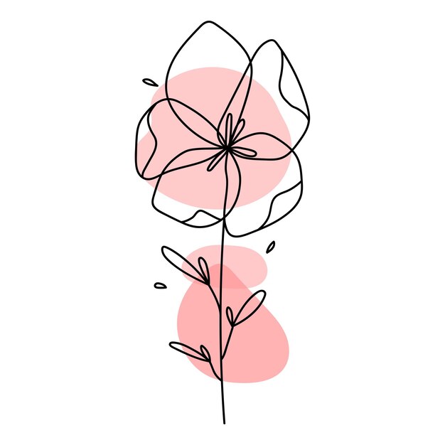 Diseño plano dibujado a mano con un simple contorno de flor