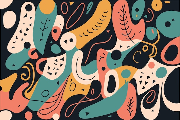 Diseño plano dibujado a mano por vectores patrón de garabateo abstracto
