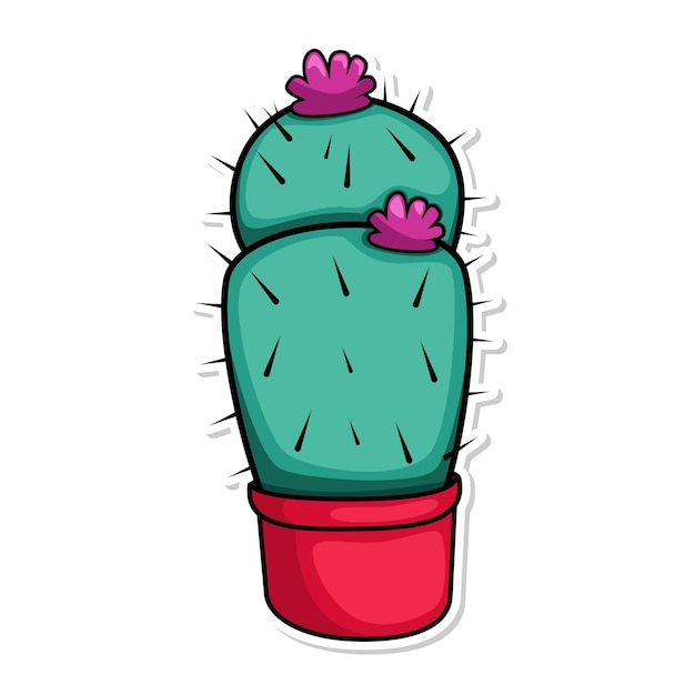 Diseño plano de dibujos animados de plantas de cactus dibujados a mano