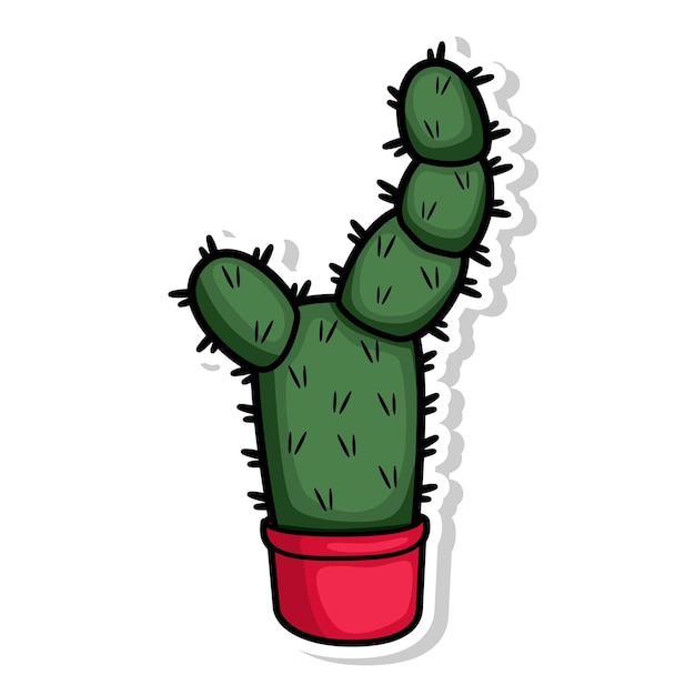 Diseño plano de dibujos animados de plantas de cactus dibujados a mano