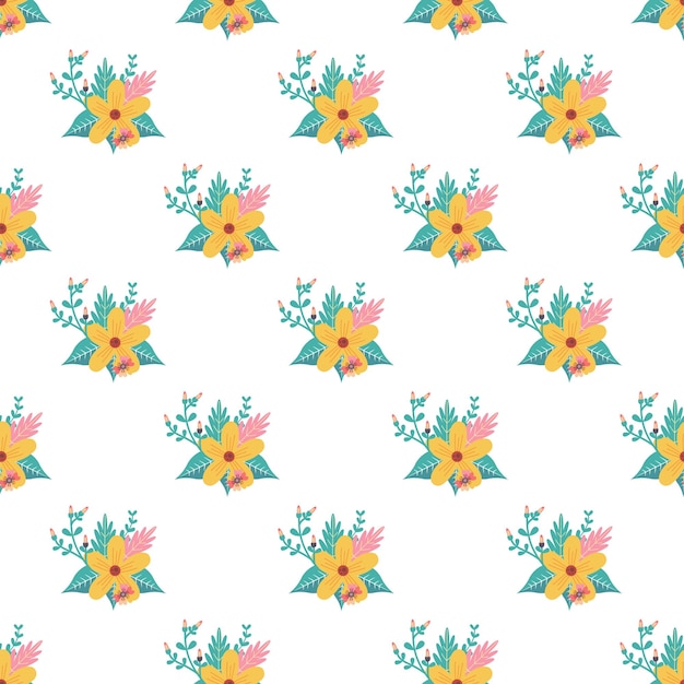 Diseño plano diseño de patrones de flores pequeñas