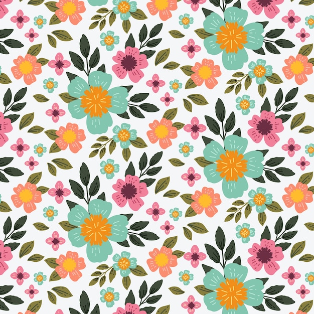 Diseño plano diseño de patrones de flores pequeñas