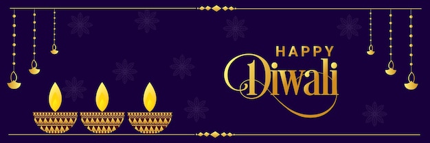 Diseño plano Diwali Banner Vector imagen prediseñada