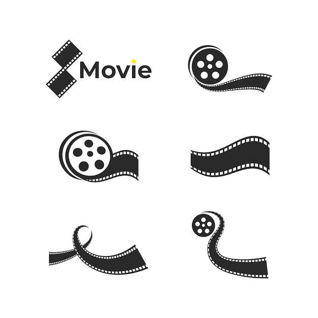 diseño plano del ejemplo del icono del logotipo de la tira de película