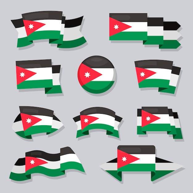 Vector diseño plano emblemas nacionales de jordania