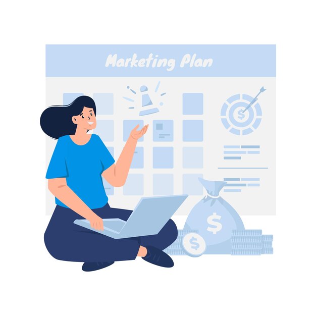 Vector diseño plano de estrategia de plan de marketing