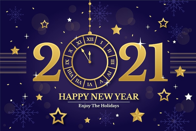 Diseño plano feliz año nuevo 2021