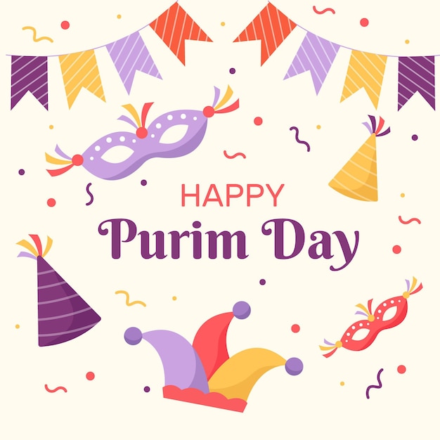 Diseño plano feliz día de Purim