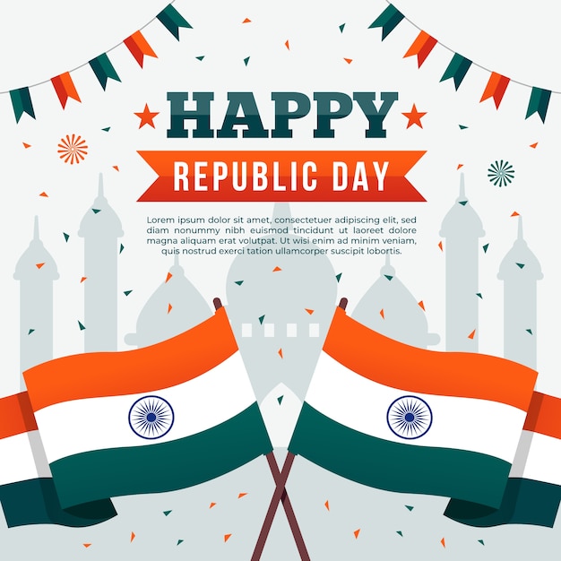 Diseño plano del feliz día de la república india