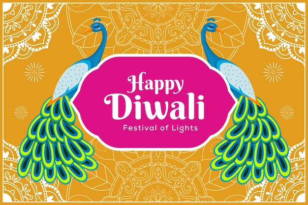 diseño plano feliz diwali festival de ilustración de fondo claro