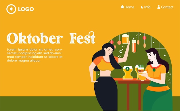 Vector diseño plano del festival de octubre para el sitio web de la página de destino de la plantilla
