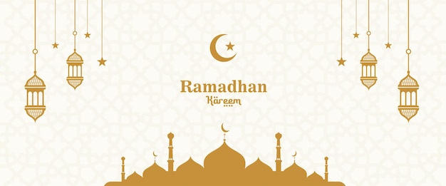 Diseño plano de fondo de banner de Ramadán