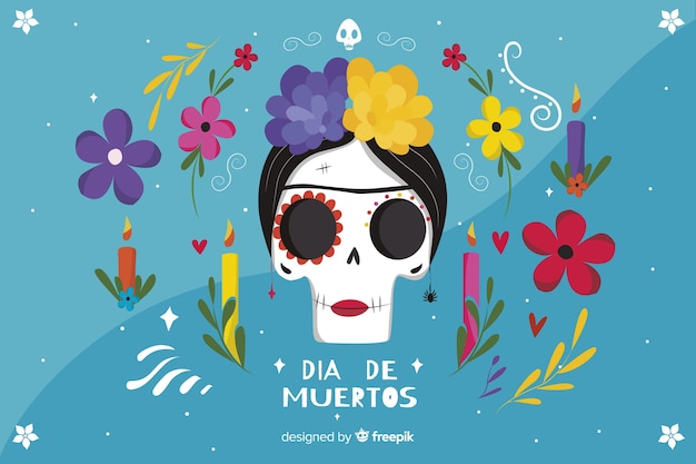 Vector diseño plano de fondo dia de muertos