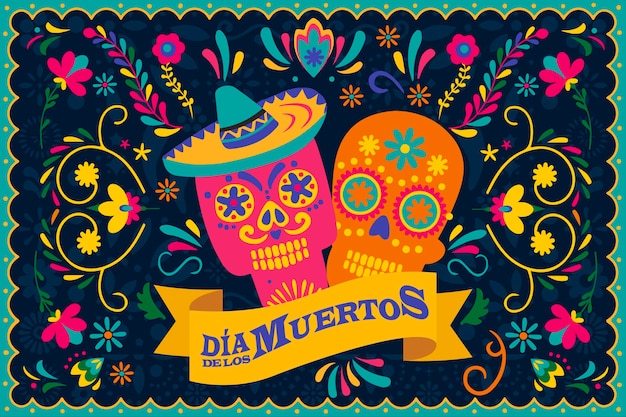 Diseño plano del fondo del día de muertos