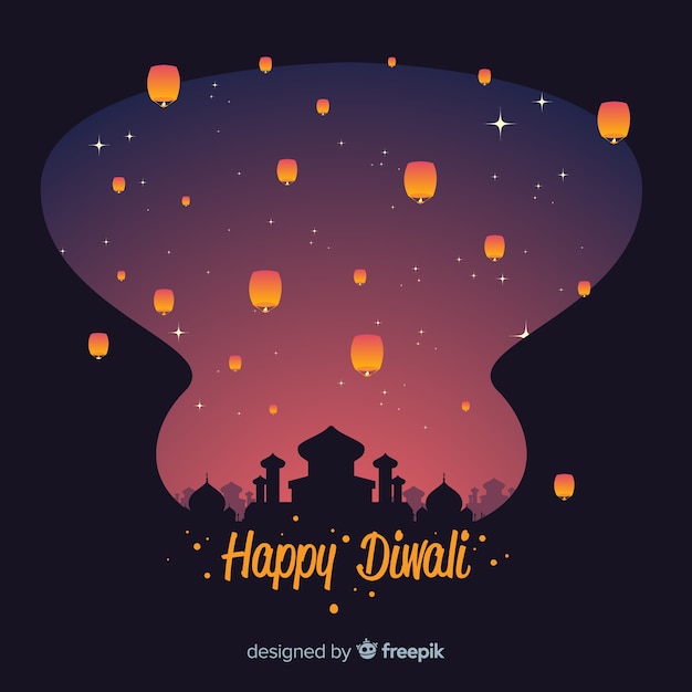 Diseño plano de fondo diwali