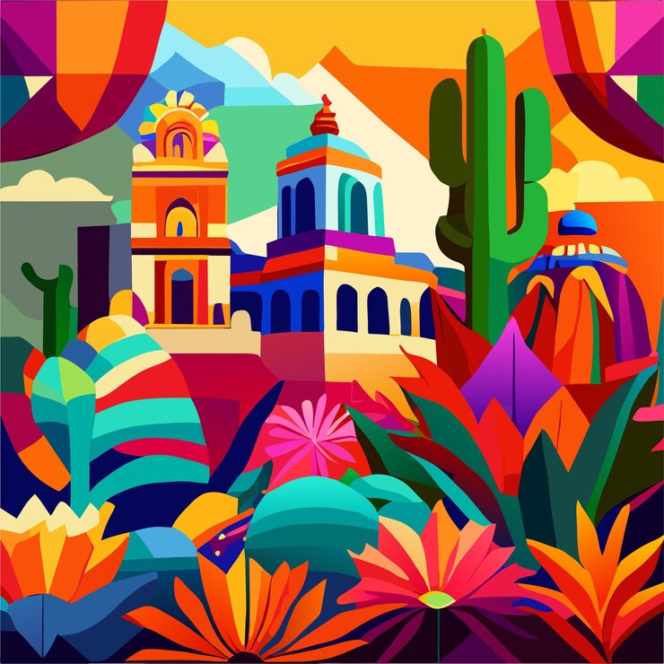 Vector diseño plano con fondo mexicano de colores