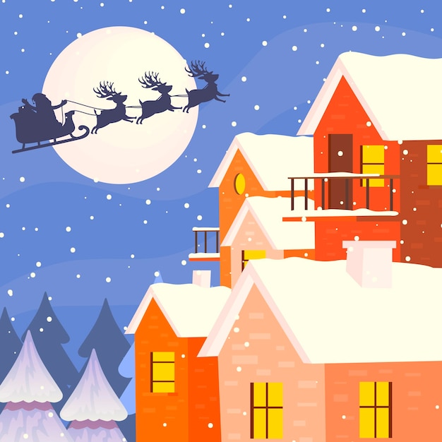 Diseño plano fondo de navidad