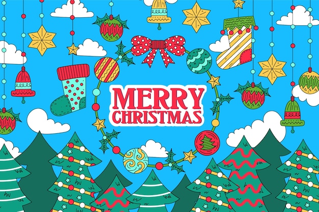 Diseño plano fondo de navidad