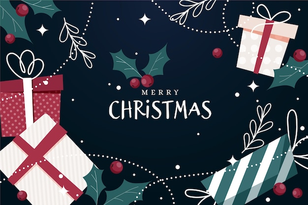 Diseño plano fondo de navidad