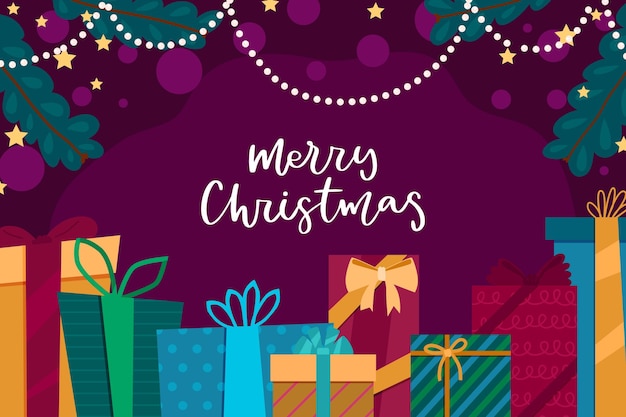 Diseño plano fondo de navidad