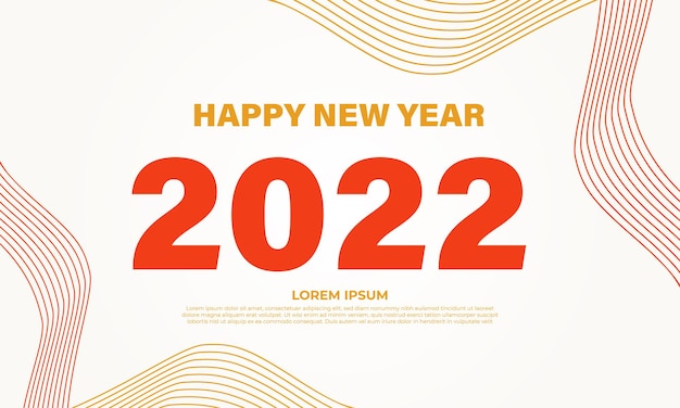 Diseño plano fondo rojo y amarillo feliz año nuevo