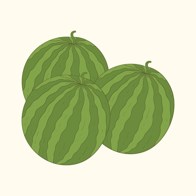 Diseño plano de la fruta de la sandía Ilustración del icono de dibujos animados