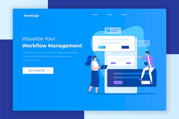 Diseño plano gestiona el concepto de página de destino de tu flujo de trabajo