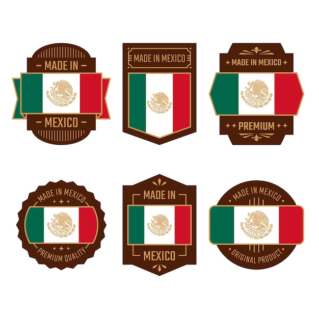 Vector diseño plano hecho en etiquetas de mexico.