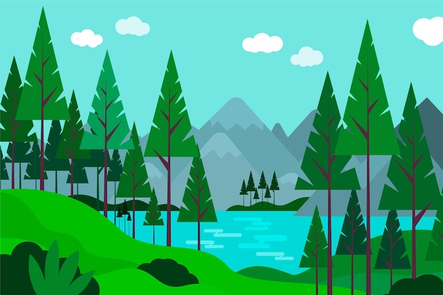 Vector diseño plano de hermoso paisaje.