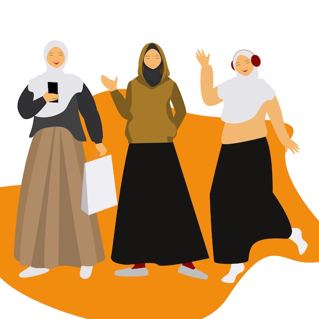 Vector diseño plano hijabers