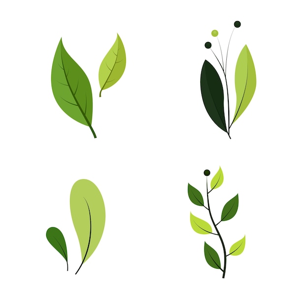 diseño plano de hoja verde para decorar diseño de ilustración