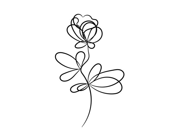 diseño plano de hojas y flores lineales