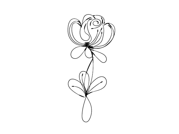 diseño plano de hojas y flores lineales