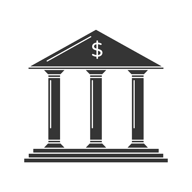 Diseño plano del icono del banco vectorial